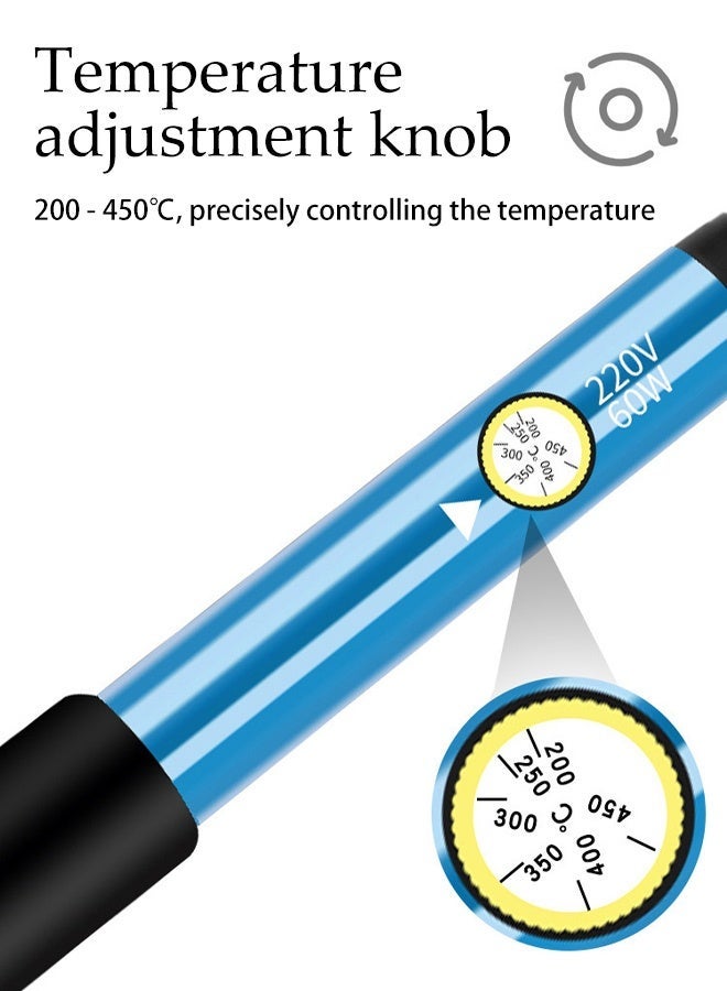 DUNISO طقم لحام 6 قطع، طقم مسدس لحام، مجموعة لحام كهربائية، درجة حرارة قابلة للتعديل 200-450℃، سهل الاستخدام، للحام لوحات الدوائر، إصلاح الأجهزة - Image 4